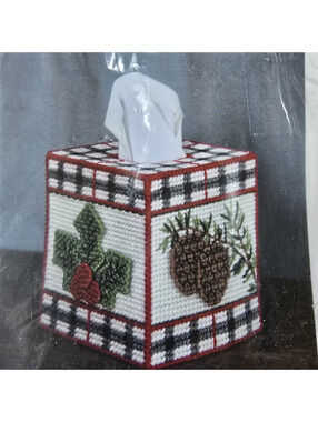 Vtg Mary Maxim Winter Welcome Tissue Box Cover Plastic Canvas Kit 30055 New